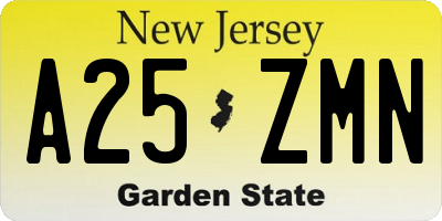 NJ license plate A25ZMN