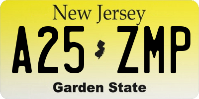 NJ license plate A25ZMP