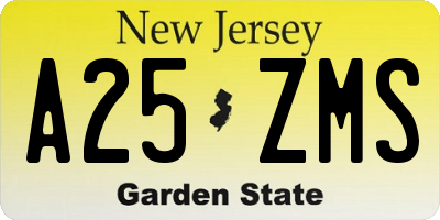 NJ license plate A25ZMS