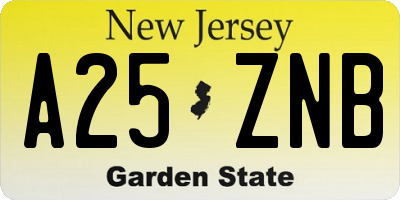 NJ license plate A25ZNB