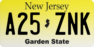 NJ license plate A25ZNK