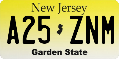 NJ license plate A25ZNM