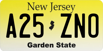 NJ license plate A25ZNO
