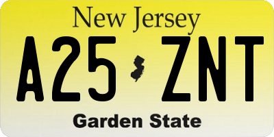 NJ license plate A25ZNT