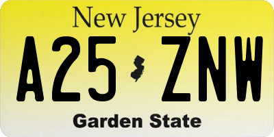 NJ license plate A25ZNW