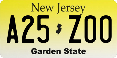 NJ license plate A25ZOO