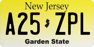 NJ license plate A25ZPL