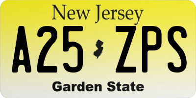 NJ license plate A25ZPS