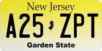 NJ license plate A25ZPT