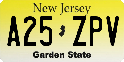 NJ license plate A25ZPV