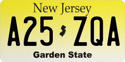 NJ license plate A25ZQA