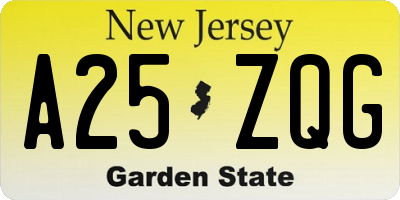 NJ license plate A25ZQG