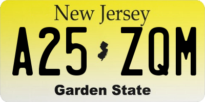 NJ license plate A25ZQM