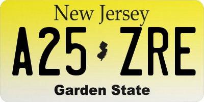 NJ license plate A25ZRE