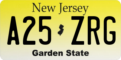 NJ license plate A25ZRG