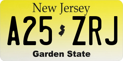 NJ license plate A25ZRJ