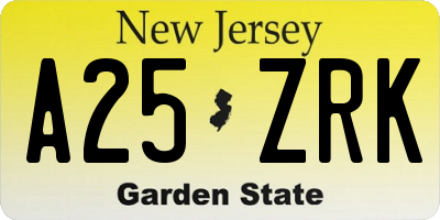 NJ license plate A25ZRK