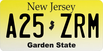 NJ license plate A25ZRM