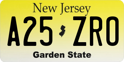 NJ license plate A25ZRO