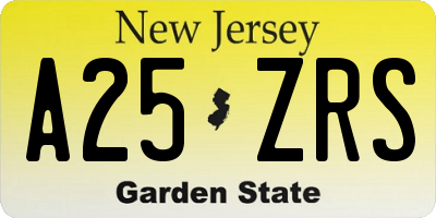 NJ license plate A25ZRS