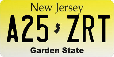NJ license plate A25ZRT