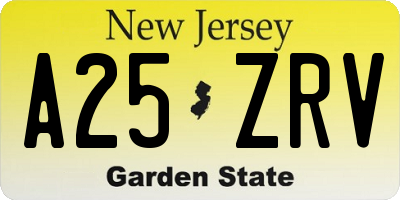 NJ license plate A25ZRV