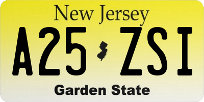 NJ license plate A25ZSI