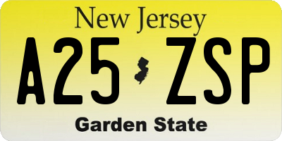 NJ license plate A25ZSP