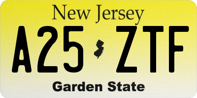 NJ license plate A25ZTF