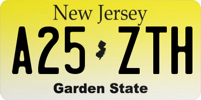 NJ license plate A25ZTH