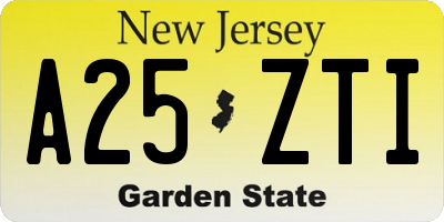 NJ license plate A25ZTI
