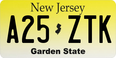 NJ license plate A25ZTK