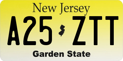 NJ license plate A25ZTT