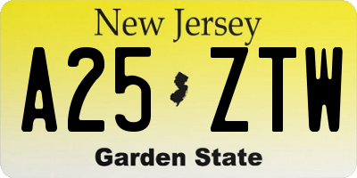NJ license plate A25ZTW