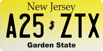 NJ license plate A25ZTX