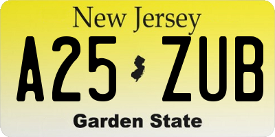 NJ license plate A25ZUB