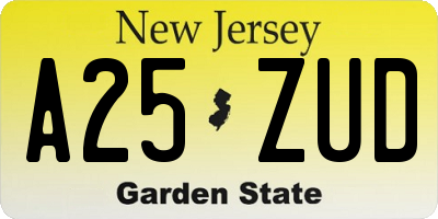 NJ license plate A25ZUD
