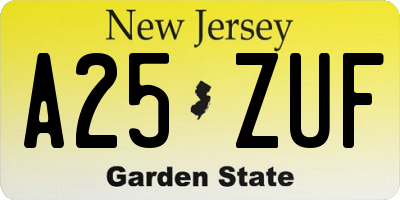 NJ license plate A25ZUF