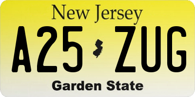 NJ license plate A25ZUG