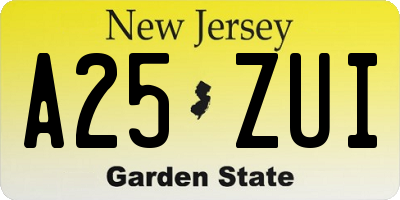 NJ license plate A25ZUI