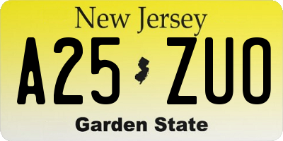 NJ license plate A25ZUO
