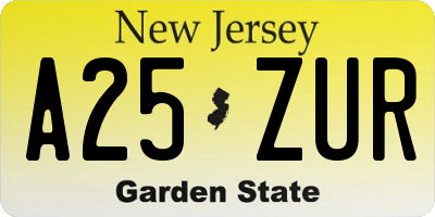 NJ license plate A25ZUR
