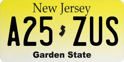 NJ license plate A25ZUS
