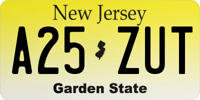 NJ license plate A25ZUT