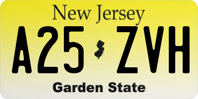 NJ license plate A25ZVH