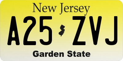 NJ license plate A25ZVJ