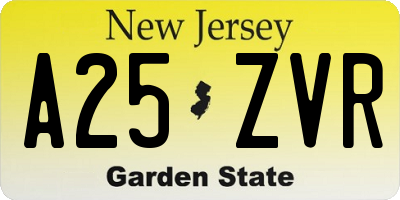 NJ license plate A25ZVR