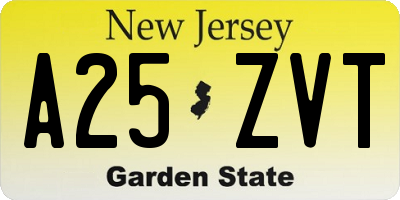 NJ license plate A25ZVT