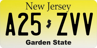 NJ license plate A25ZVV