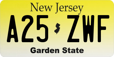 NJ license plate A25ZWF